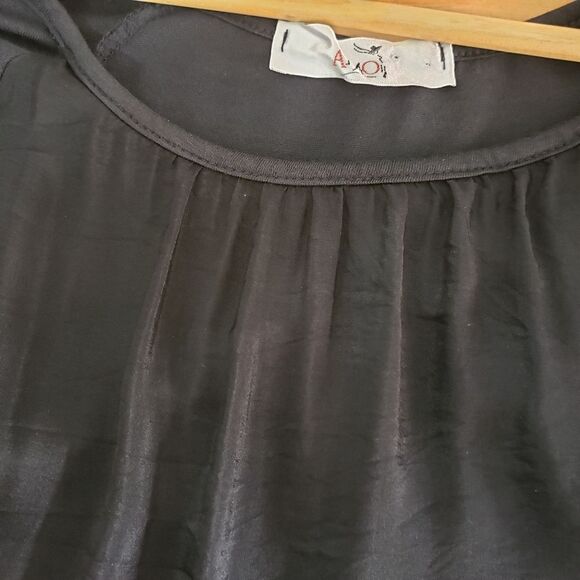 🦋3/$20 AMO Large Black Long Sleeve Scoop Neck Layered Ruffles Blouse Top - Picture 10 of 14